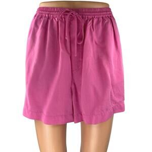 NEW Mango Women's Pink Elastic Waist Drawstring Wide Leg Lounge Shorts Size M